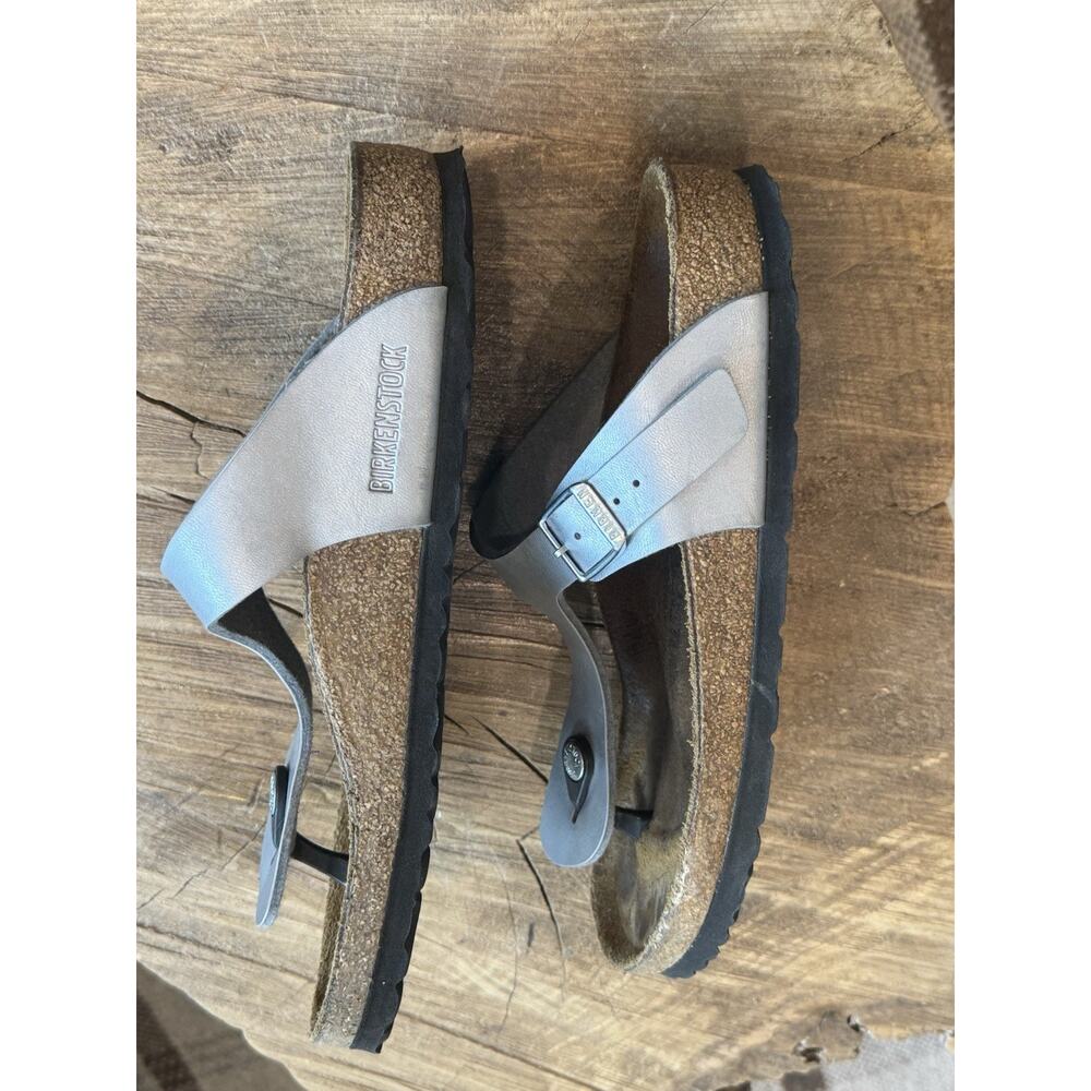 Birkenstock Gizeh Silver Thong Sandals 39 Women’s 8 Regular Leather Metallic - Picture 7 of 8